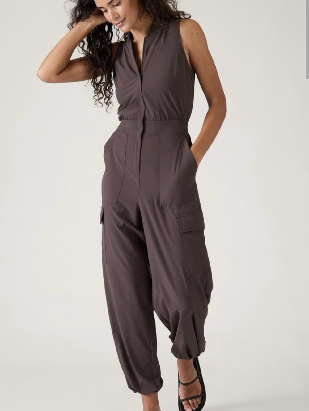 Athleta Brooklyn Utility Jumpsuit in Dark Mauve